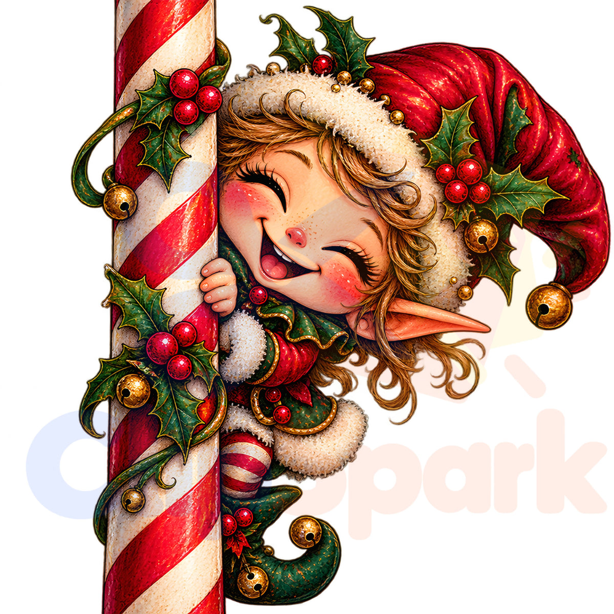 Christmas Elf Clipart Bundle, 24 Cute Holiday PNGs for Cards, Crafts & Scrapbooking