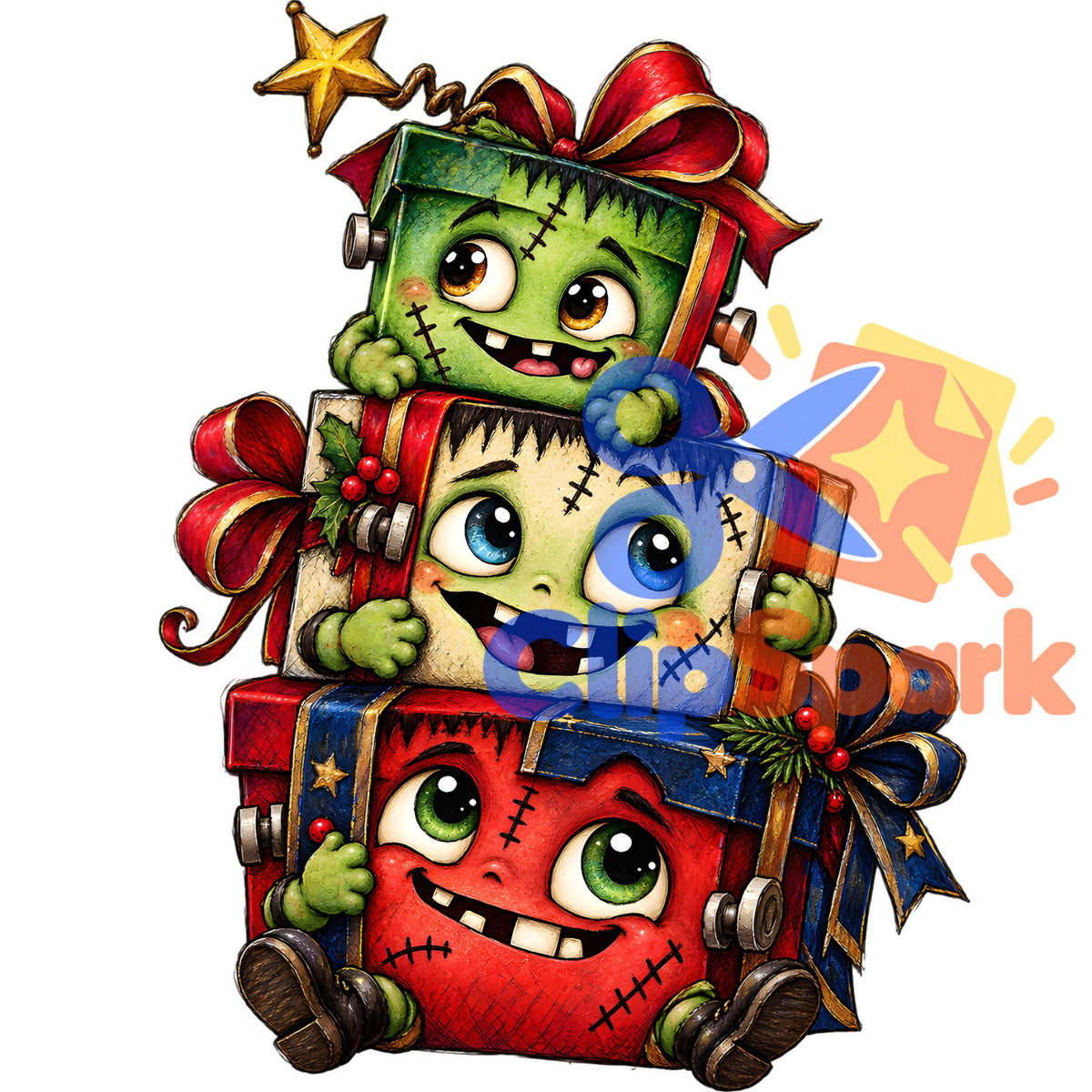 Creepy Christmas Clipart Bundle – 29 Watercolor PNGs for Sublimation