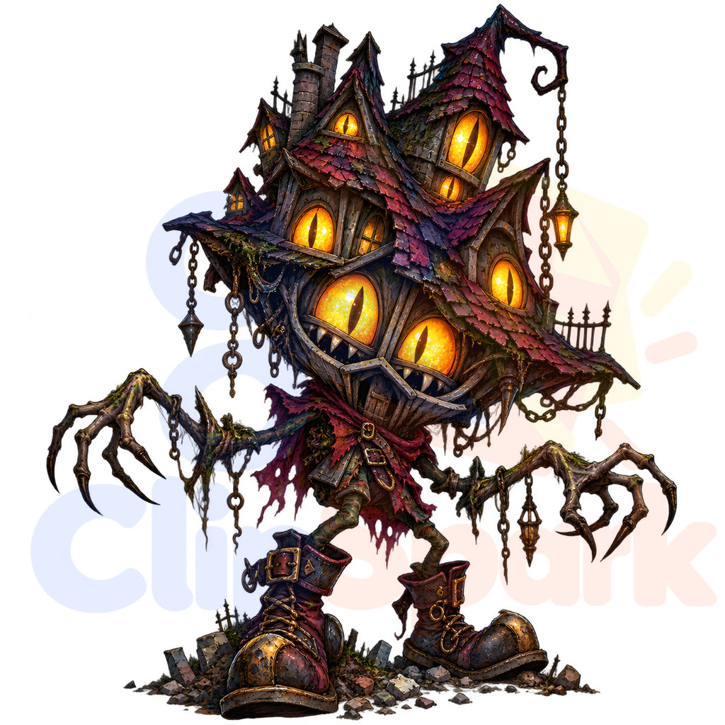 Halloween Monster Clipart Bundle – 27 Spooky PNGs with Pumpkins & Haunted Houses
