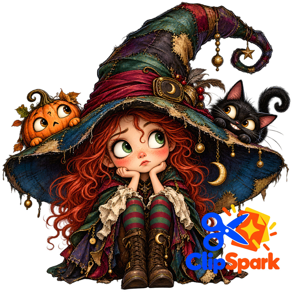 Whimsical Halloween Clipart Bundle | 25 Cute Spooky PNGs