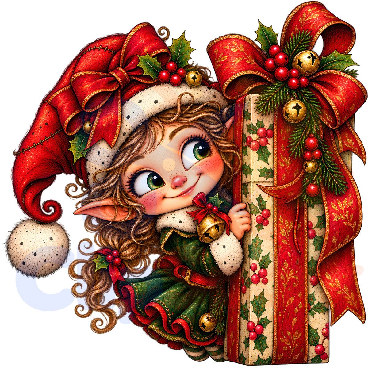 Christmas Elf Clipart Bundle, 24 Cute Holiday PNGs for Cards, Crafts & Scrapbooking