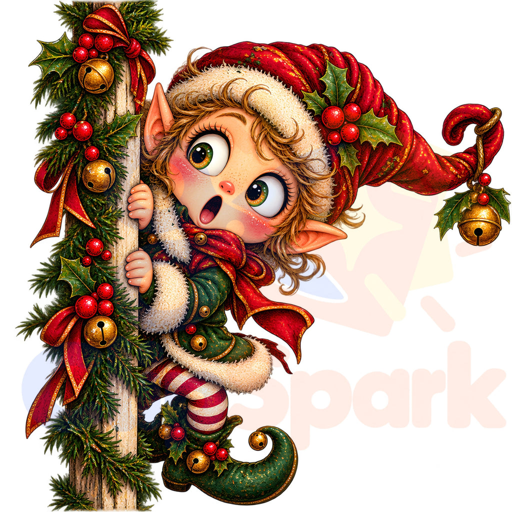 Christmas Elf Clipart Bundle, 24 Cute Holiday PNGs for Cards, Crafts & Scrapbooking