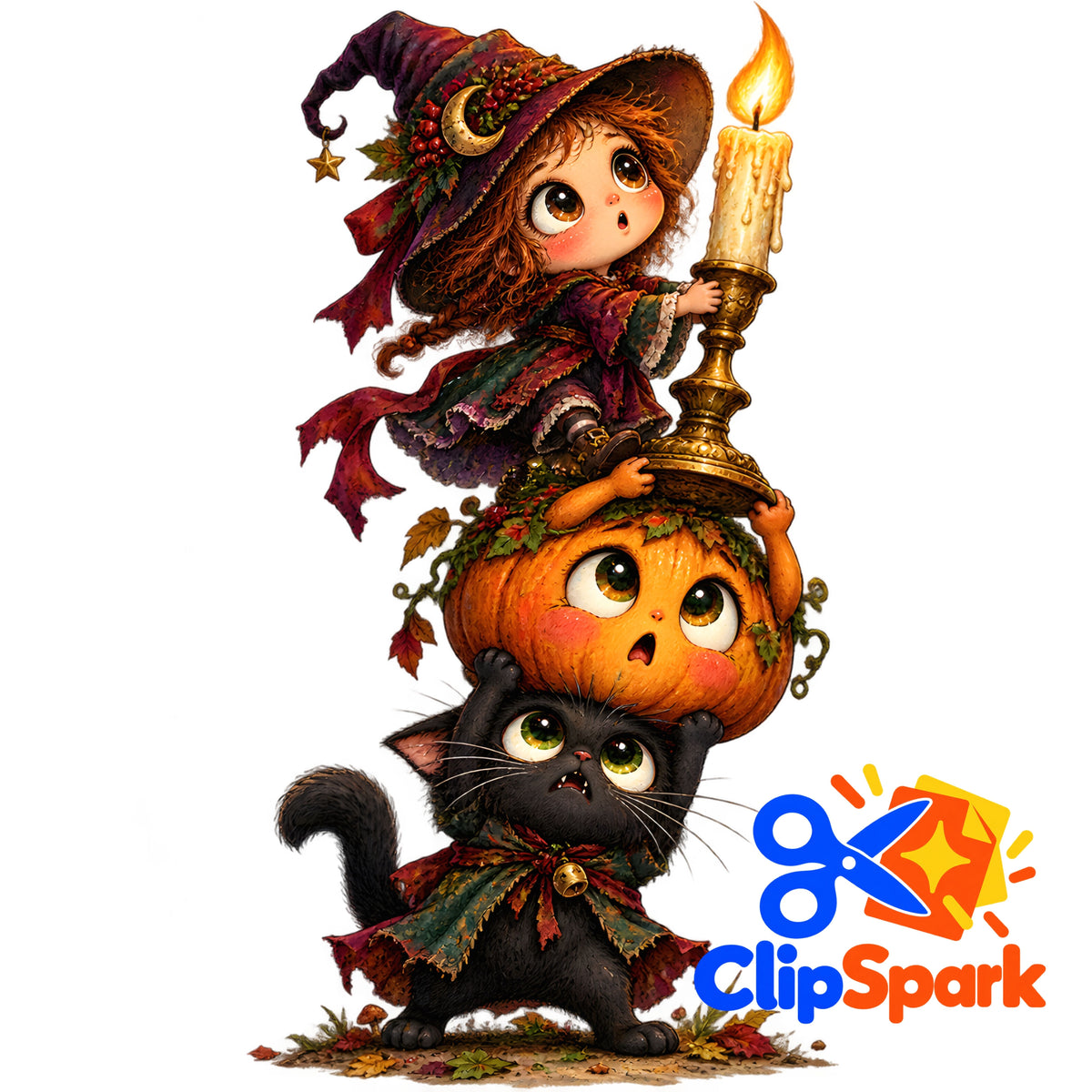 Whimsical Halloween Clipart Bundle | 25 Cute Spooky PNGs