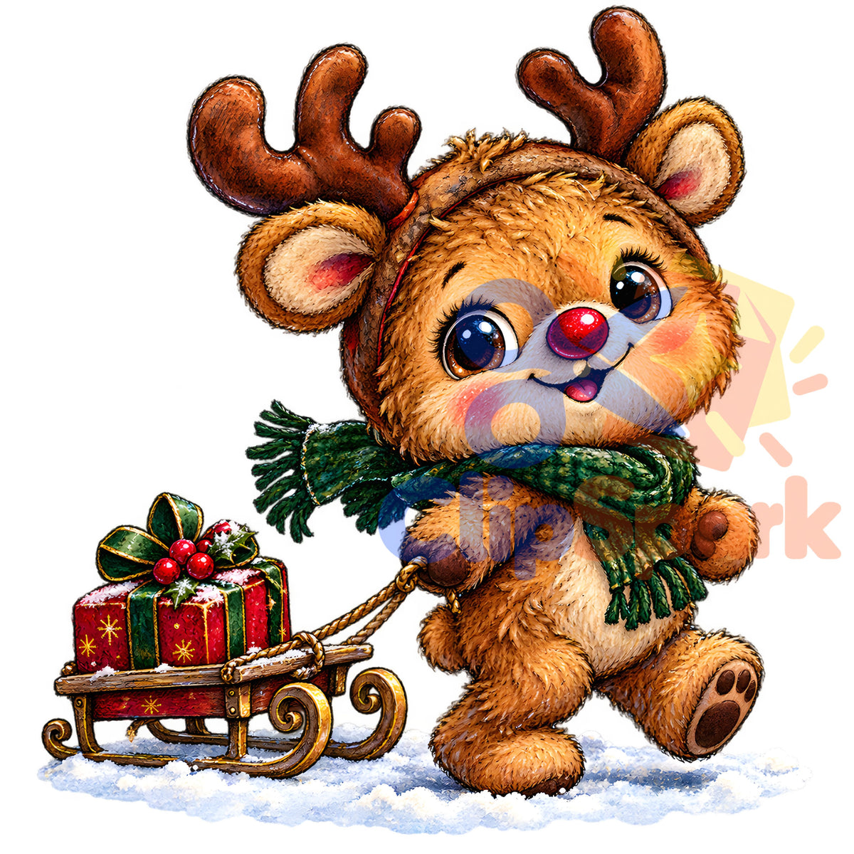 Christmas Teddy Bear Clipart PNG, 25 Cute Watercolor Bear Graphics, Santa Hat Pajama Bears with Gifts for Cards & Sublimation