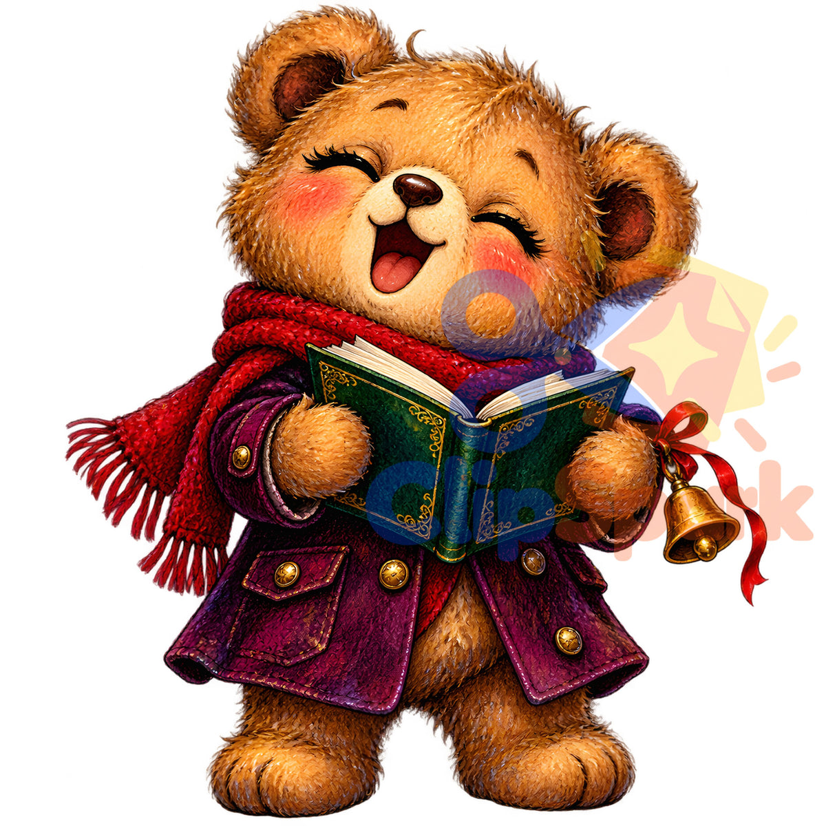 Christmas Teddy Bear Clipart PNG, 25 Cute Watercolor Bear Graphics, Santa Hat Pajama Bears with Gifts for Cards & Sublimation