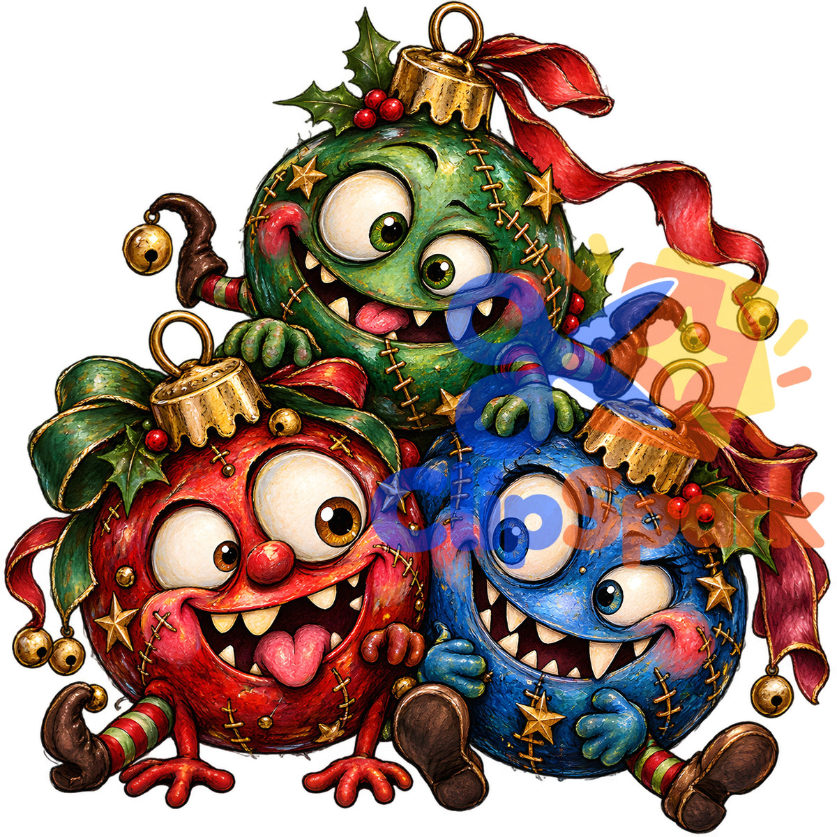 Creepy Christmas Clipart Bundle – 29 Watercolor PNGs for Sublimation