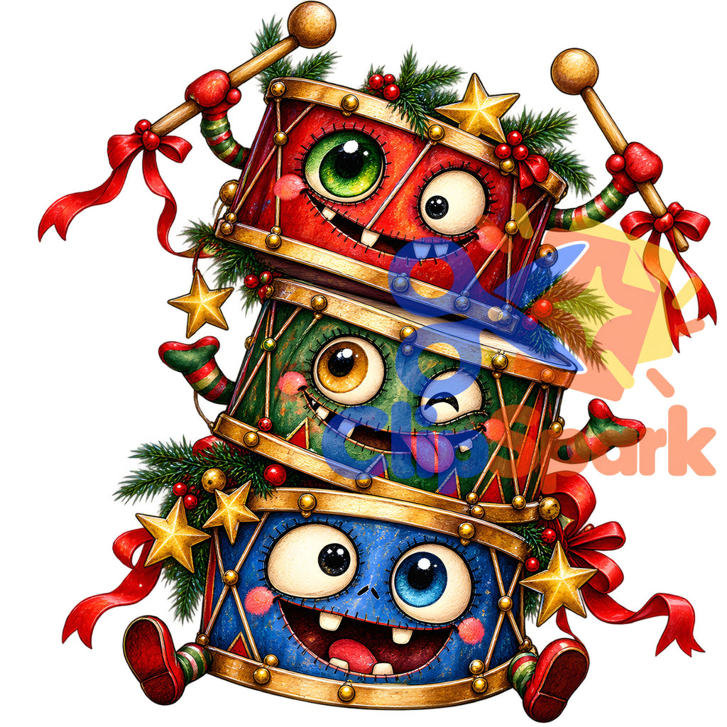 Creepy Christmas Clipart Bundle – 29 Watercolor PNGs for Sublimation