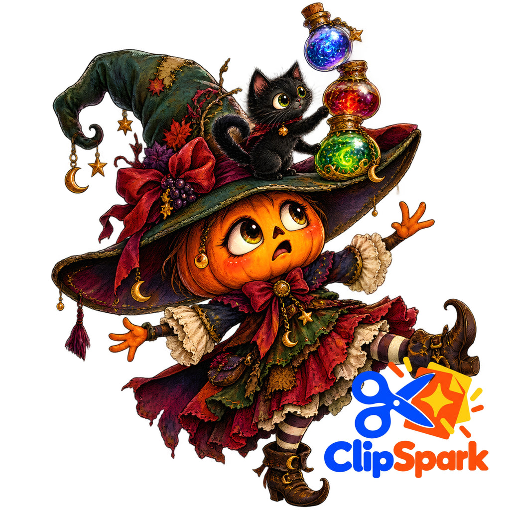Whimsical Halloween Clipart Bundle | 25 Cute Spooky PNGs
