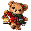 Christmas Teddy Bear Clipart PNG, 25 Cute Watercolor Bear Graphics, Santa Hat Pajama Bears with Gifts for Cards & Sublimation