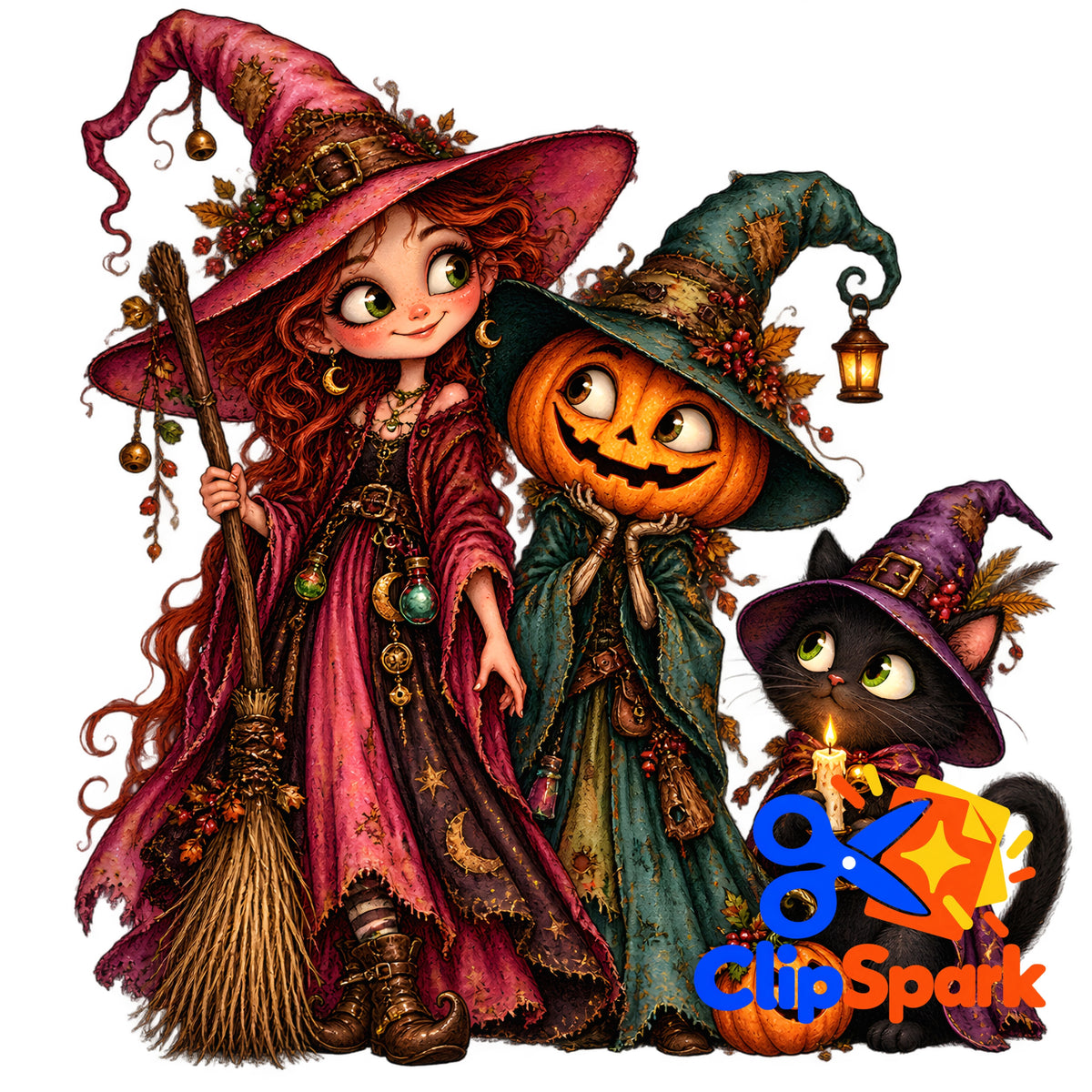Whimsical Halloween Clipart Bundle | 25 Cute Spooky PNGs