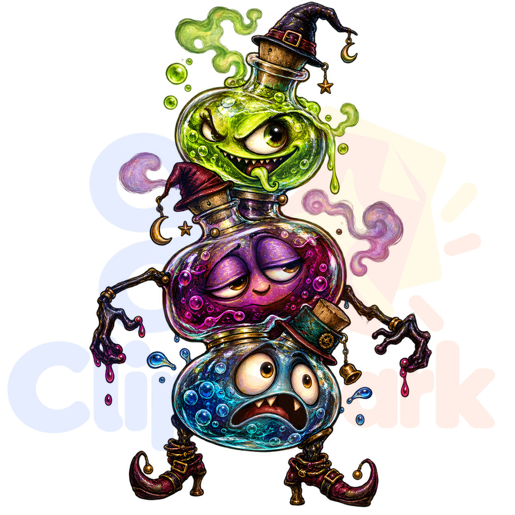 Halloween Monster Clipart Bundle – 27 Spooky PNGs with Pumpkins & Haunted Houses