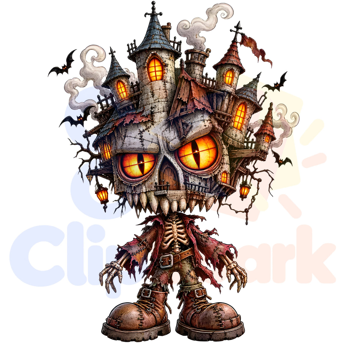 Halloween Monster Clipart Bundle – 27 Spooky PNGs with Pumpkins & Haunted Houses