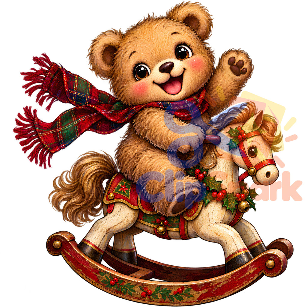 Christmas Teddy Bear Clipart PNG, 25 Cute Watercolor Bear Graphics, Santa Hat Pajama Bears with Gifts for Cards & Sublimation