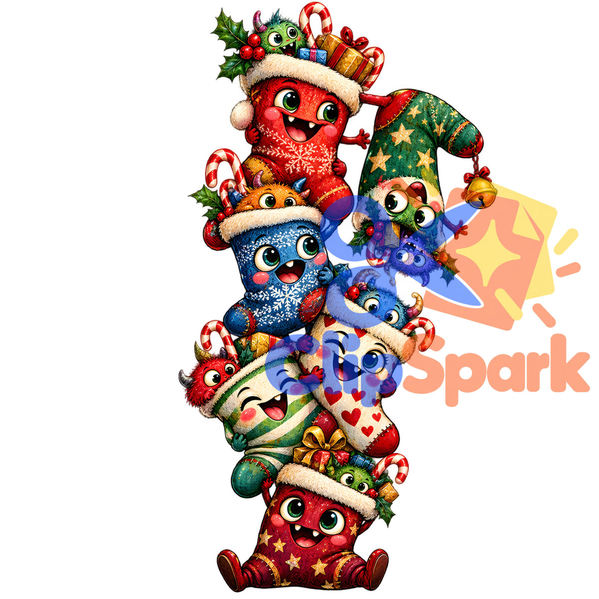 Creepy Christmas Clipart Bundle – 29 Watercolor PNGs for Sublimation