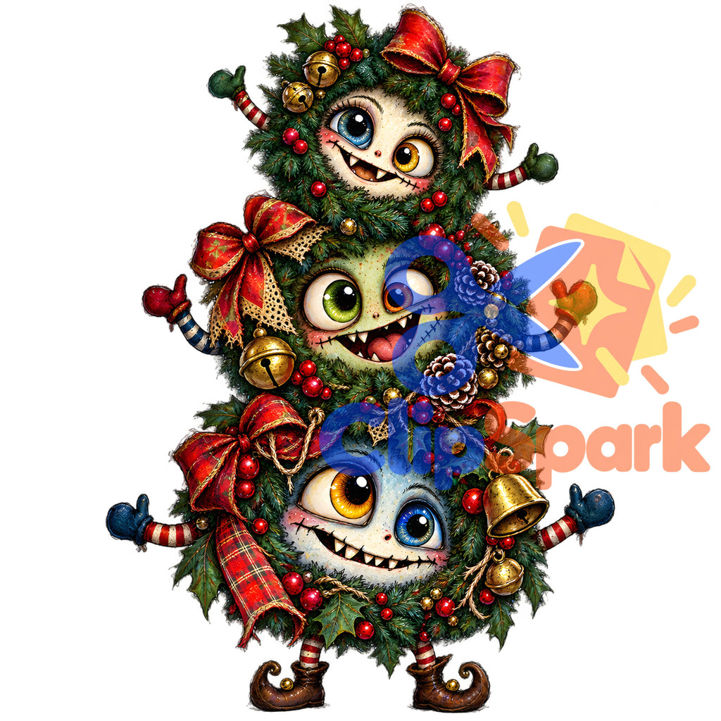 Creepy Christmas Clipart Bundle – 29 Watercolor PNGs for Sublimation