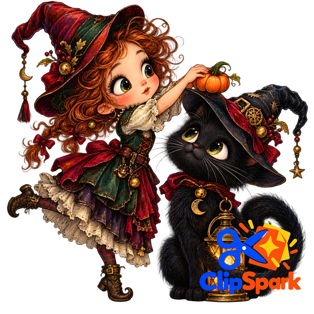 Whimsical Halloween Clipart Bundle | 25 Cute Spooky PNGs